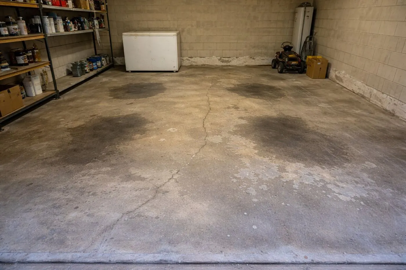 Garage floor before epoxy repair metro Atlanta