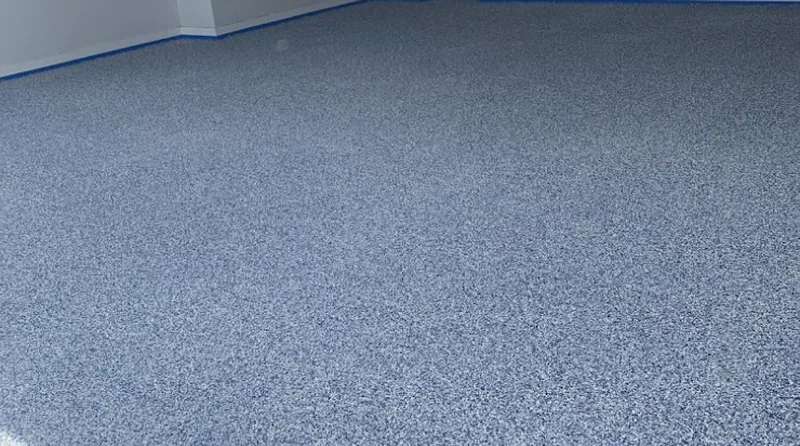 Blue flake epoxy floor in a metro Atlanta home