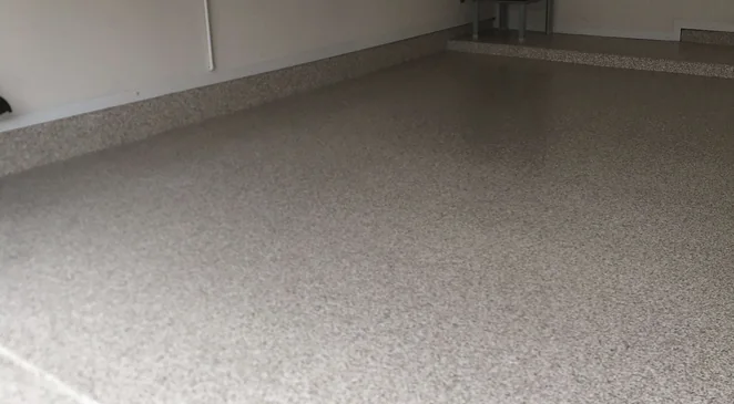 Navy flake epoxy floor, metro Atlanta
