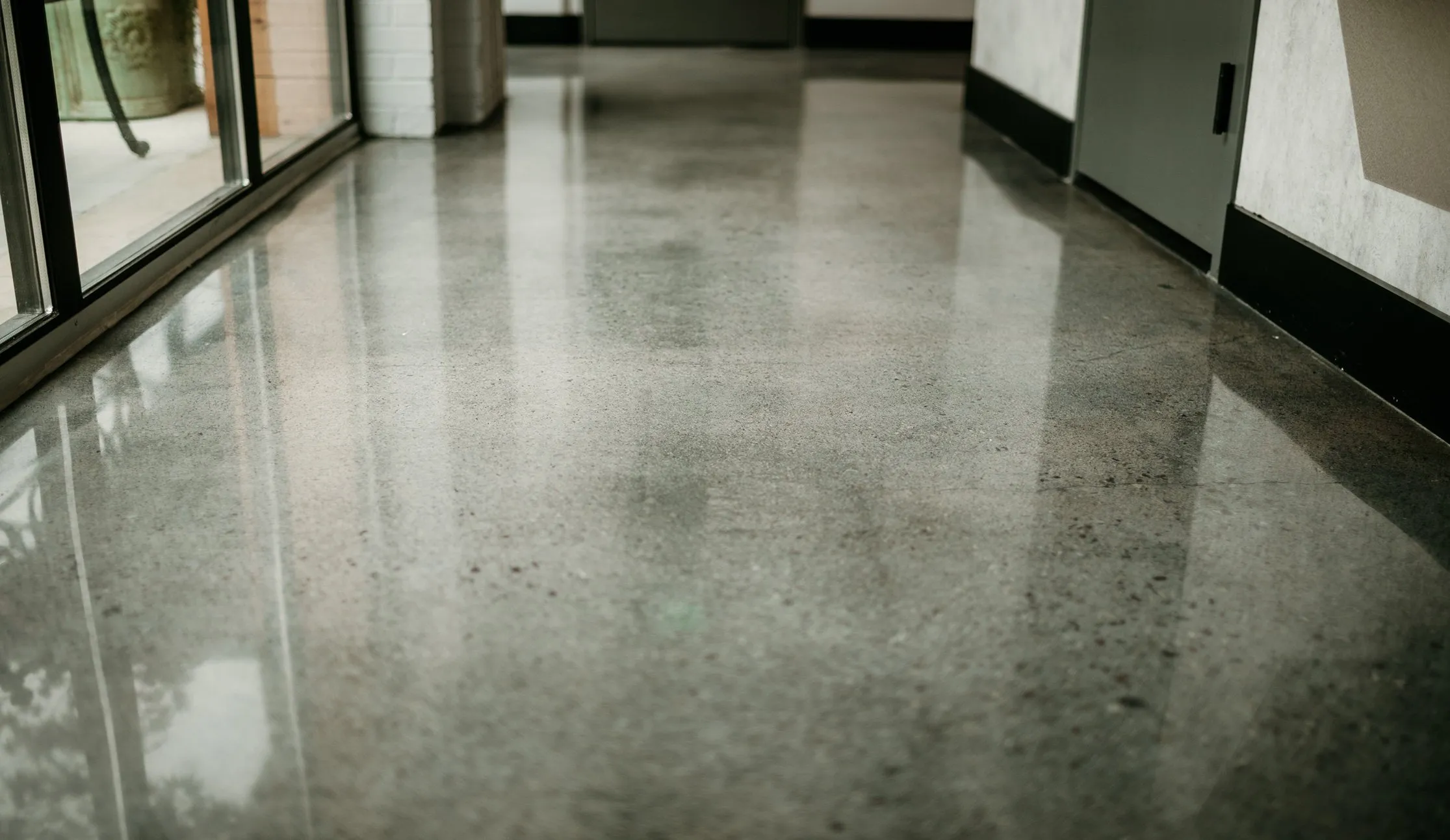 Polished concrete hallway floor metro Atlanta