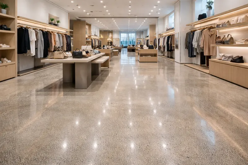 Polished concrete retail showroom floor metro Atlanta